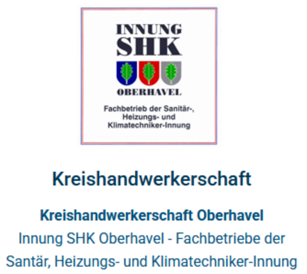 Logo der Innung SHK Oberhavel, Fachbetriebe für Sanitär-, Heizungs- und Klimatechnik.